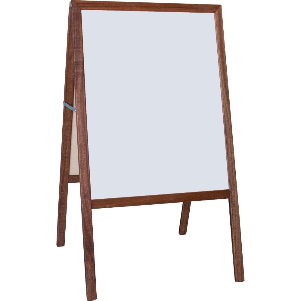 Flipside Dark Frame Signage Easel - Stained White/Black Surface - Hardwood Frame - Rectangle - 1 Each MPN:31210