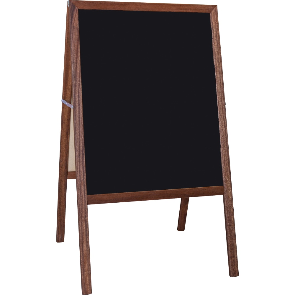 Flipside Stained Black Chalkboard Easel, 42in x 24in, Brown Wood Frame MPN:31221