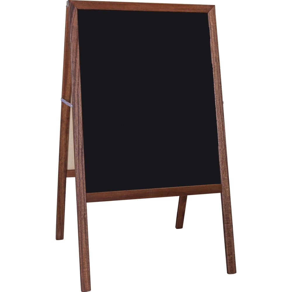 Flipside Stained Black Chalkboard Easel, 42in x 24in, Brown Wood Frame MPN:31221