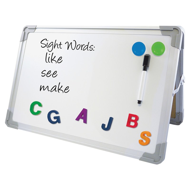 Flipside Magnetic Dry-Erase Whiteboard Desktop Easel Set, 18in x 12in, Aluminum Frame With Silver Finish MPN:50000