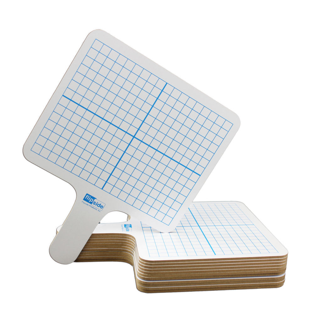 Flipside Products 2-Sided Rectangular Dry-Erase Graphing Paddles, 7-3/4in x 10in, 3/8in Graph/Blank, Class Pack Of 12 Paddles MPN:FLP18124