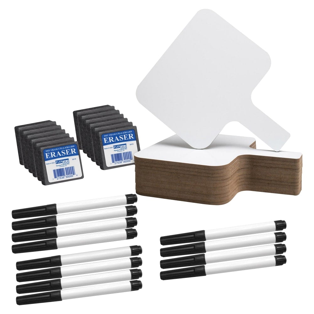 Flipside Dry-Erase Rectangular Answer Paddle Set, 8in x 9 13/16in, White, Pack Of 12 MPN:10041