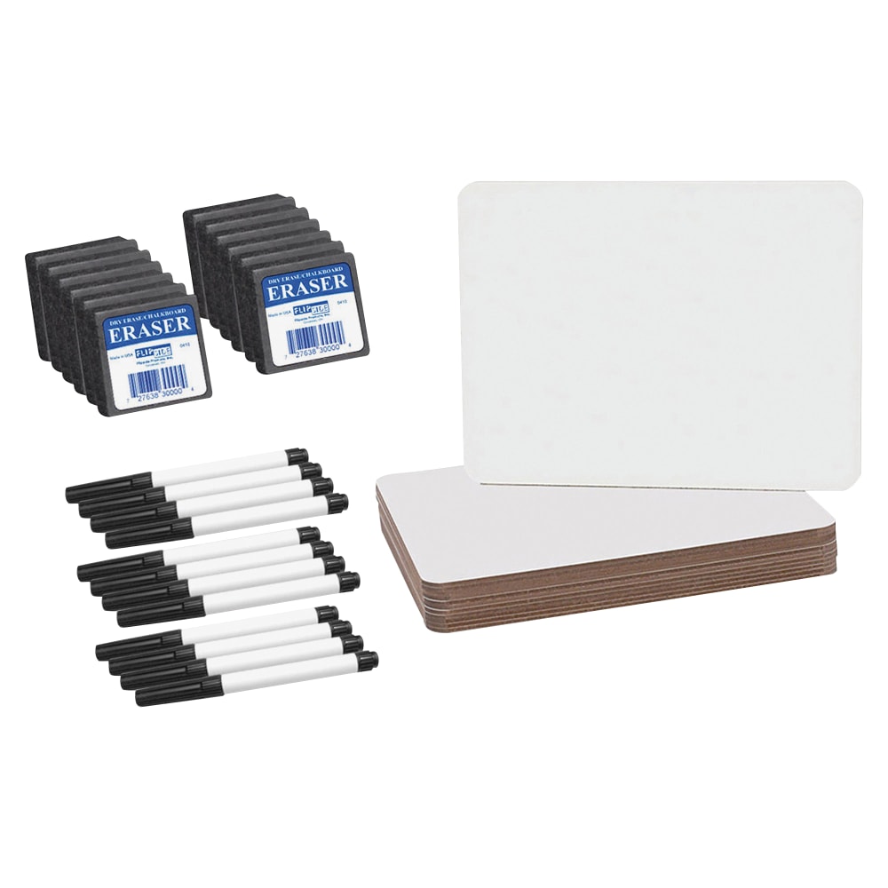 Flipside Nipped Corners Plain Unframed Non-Magnetic Dry-Erase Whiteboard Class Pack, 9 1/2in x 12in, White, Pack Of 12 MPN:21003