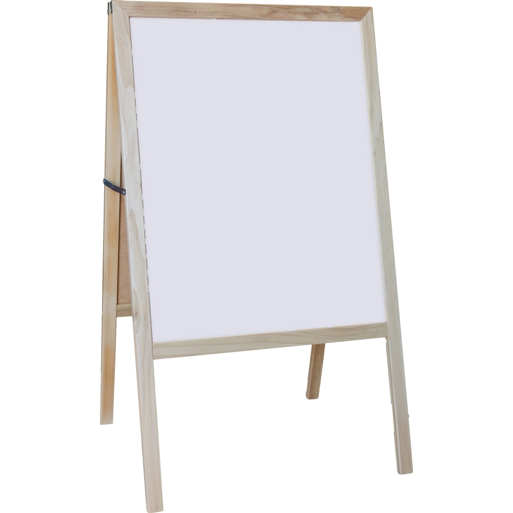 Flipside Non-Magnetic Dry-Erase Whiteboard Board/Chalkboard Easel, 18 1/2in x 18 1/2in, Wood Frame With Pine Finish MPN:31200