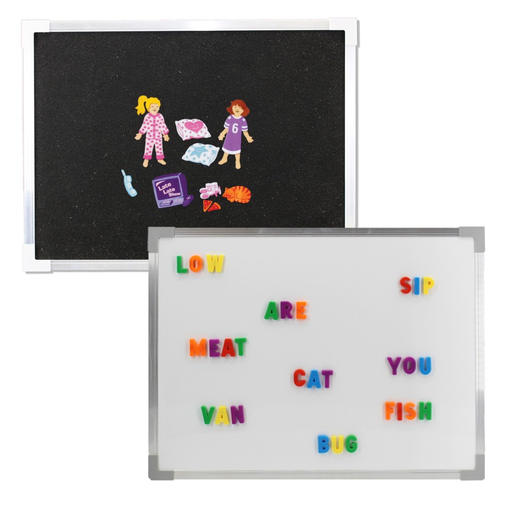 Crestline Products Magnetic Dry-Erase Whiteboard And Flannel Board, 18in x 24in, Silver Aluminum Frame MPN:FLP10720