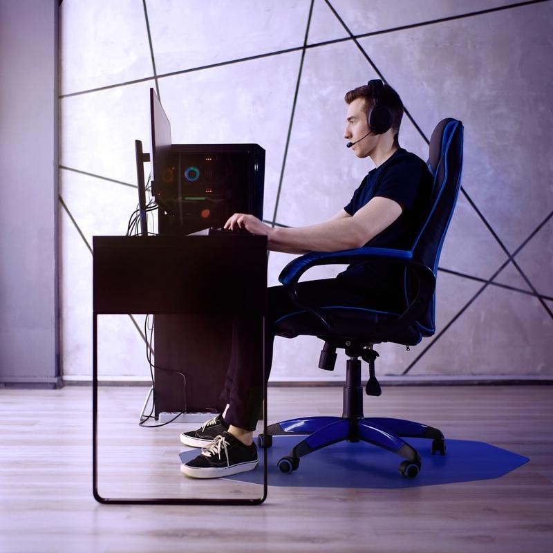 Floortex 9Mat Polycarbonate 9-Sided Gaming Chair Mat for Hard Floors, 38in x 39in, Blue MPN:FC121001009RBL