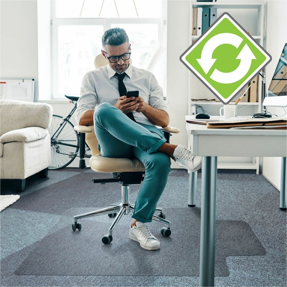 Floortex Cleartex Enhanced Polymer Lipped Chair Mat for Carpets up to 3/8in, 36in x 48in, Clear MPN:FCECO113648LP