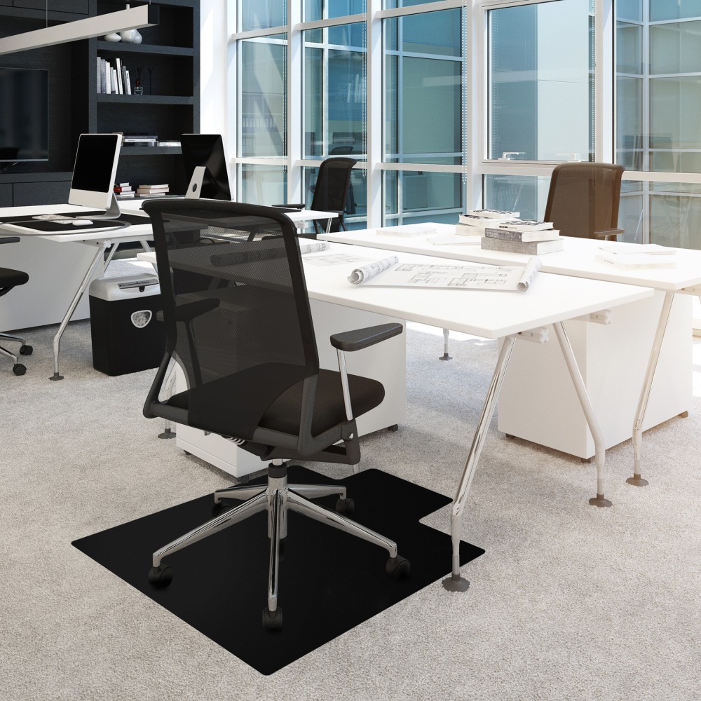 Floortex Advantagemat 45in x 53in Black Vinyl Lipped Chair Mat for Carpets MPN:FR114553LLBV