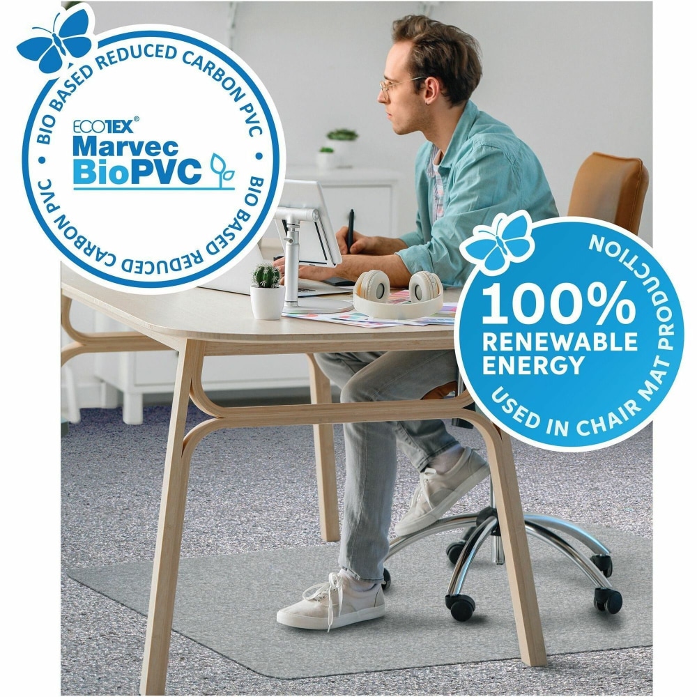 Floortex Ecotex Marvec BioPVC Chairmat - Carpet - 48in Length x 36in Width - Polyvinyl Chloride (PVC) - Clear - 1 Each MPN:NCCMFLFG0002