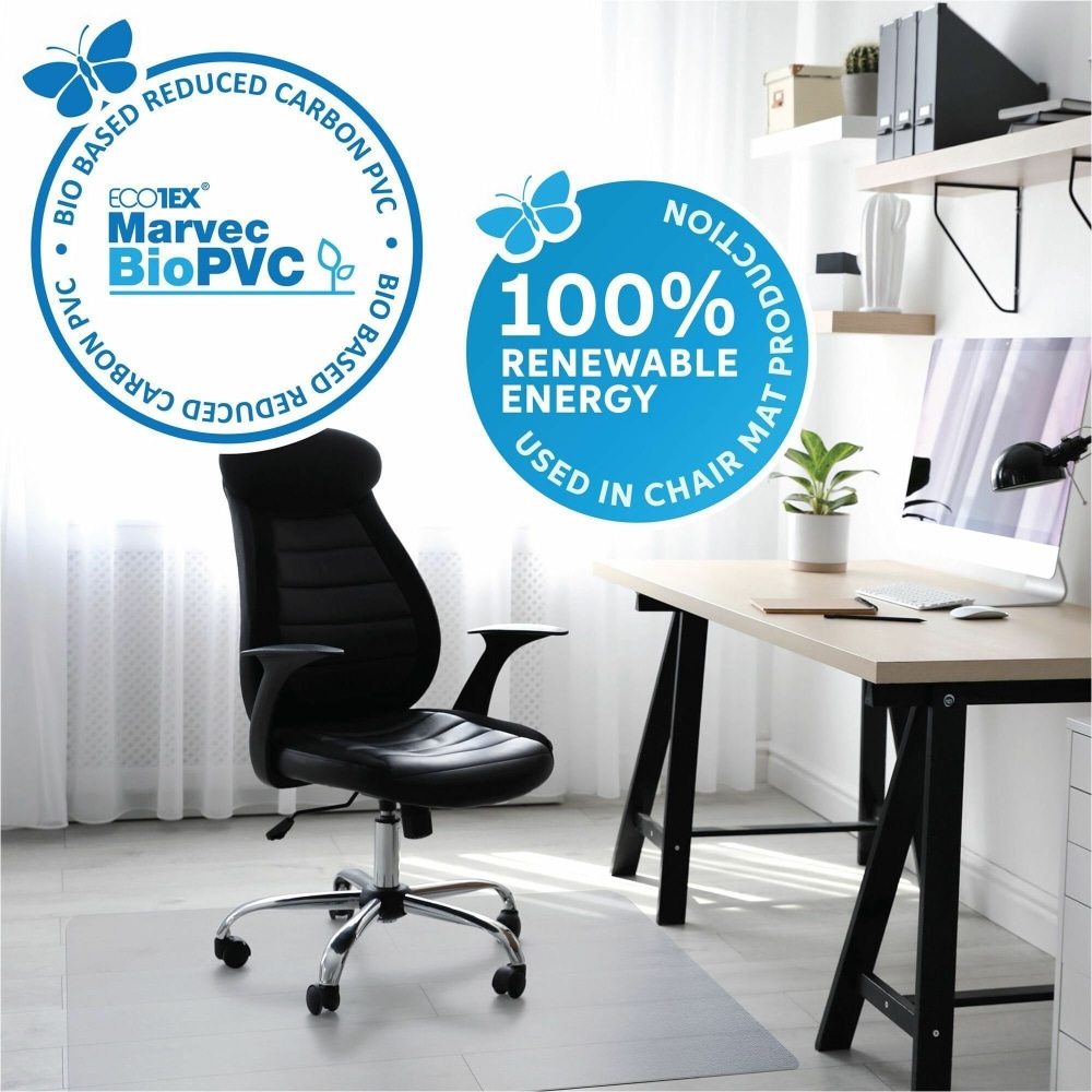 Floortex Ecotex Marvec BioPVC Chairmat - Hard Floor - 60in Length x 46in Width - Polyvinyl Chloride (PVC) - Clear - 1 Each MPN:NCCMFLFS0004