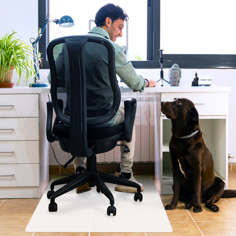 Floortex Cleartex Polypropylene Rectangular Anti-Slip Foldable Chair Mat For Hard Floors, 35in x 46in, White MPN:NCMFLLAC0002
