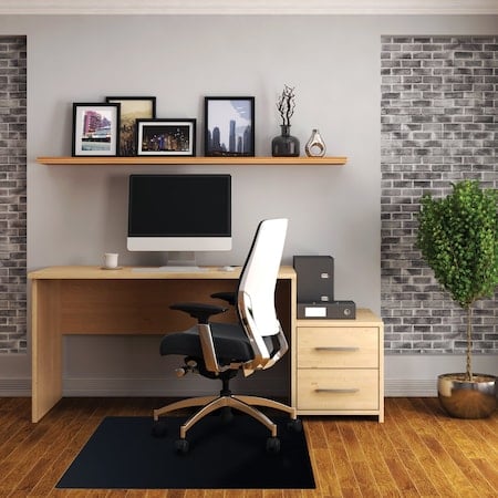 Advantagemat Black Vinyl Rectangular Chair Mat for Hard Floor - 48