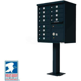 Vital Cluster Box Unit 12 Mailboxes 1 Parcel Locker Black 1570-12BKAF