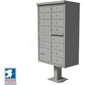 Vital Cluster Box Unit 13 Mailboxes 1 Parcel Locker Postal Grey 1570-13AF