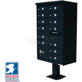 Vital Cluster Box Unit 13 Mailboxes 1 Parcel Locker Black 1570-13BKAF