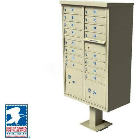 Vital Cluster Box Unit 16 Mailboxes 2 Parcel Lockers Sandstone 1570-16SDAF