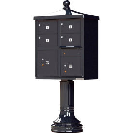 Vital Cluster Box Unit w/Vogue Traditional Accessories 4 Mailboxes & 2 Parcel Lockers Black 1570-4T5V2BKAF