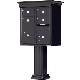 Vital Cluster Box Unit w/Vogue Classic Accessories 4 Mailboxes & 2 Parcel Lockers Black 1570-4T5VBKAF