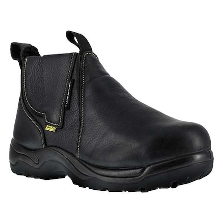 Men's Chelsea Boot, 10 1/2 W, Steel Toe, 6 in H, Black, FE690 MPN:FE690