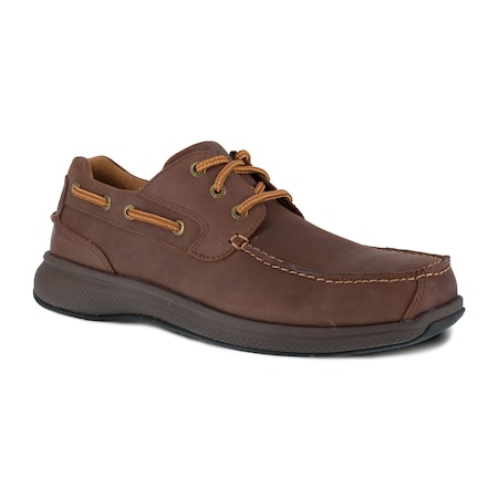 Men's Boat Shoe, Steel Toe, Leather Upper, Rubber Outsole, Lace Up, Brown, 13 D MPN:FS2326