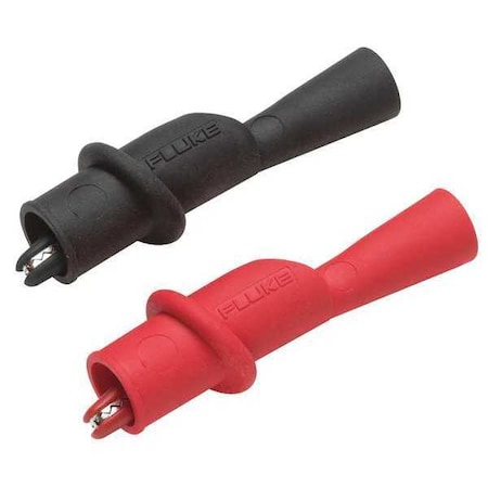 Threaded Alligator Clip, CAT III 1000V, CAT IV 600V, Insulated Jaws and Rubber Boot, Black, Red MPN:AC175