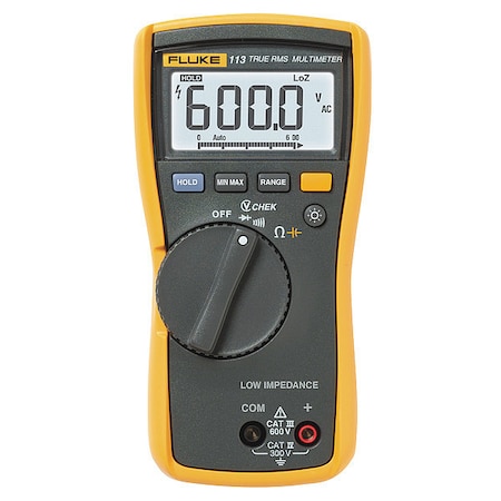 Digital Multimeter, 600 V Max DC, 0 V Max AC, TRMS, 6, 000 Instrument Counts, Backlit LCD MPN:FLUKE-113
