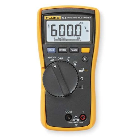 Digital Multimeter, 600 V Max DC, 0 V Max AC, TRMS, 6, 000 Instrument Counts, Backlit LCD MPN:FLUKE-114-NIST-D
