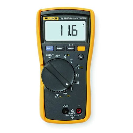 Digital Multimeter, 600 V Max DC, 0 V Max AC, TRMS, 6, 000 Instrument Counts, Backlit LCD MPN:FLUKE-116-NIST-D