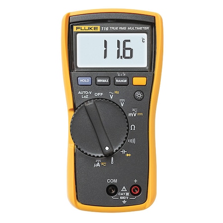 Digital Multimeter, 600 V Max DC, 0 V Max AC, TRMS, 6, 000 Instrument Counts, Backlit LCD MPN:FLUKE-116/CWG