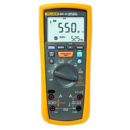 Insulation Meter, CAT III 1000V, CAT IV 600V, Insulation Resistance .01 megaohm to 2 gigohm, Backlit MPN:FLUKE-1587 FC/WWG