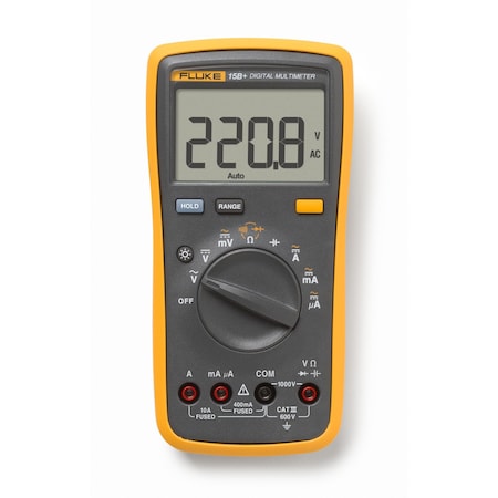 Digital Multimeter, 1, 000 V Max DC, 4 V Max AC, Average, 4, 000 Instrument Counts, LCD MPN:FLUKE-15B+ ESP