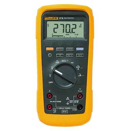 Digital Multimeter, 1, 000 V Max DC, 0.1 V Max AC, Average, 6, 000 Instrument Counts, LCD MPN:FLUKE-27II/CWG