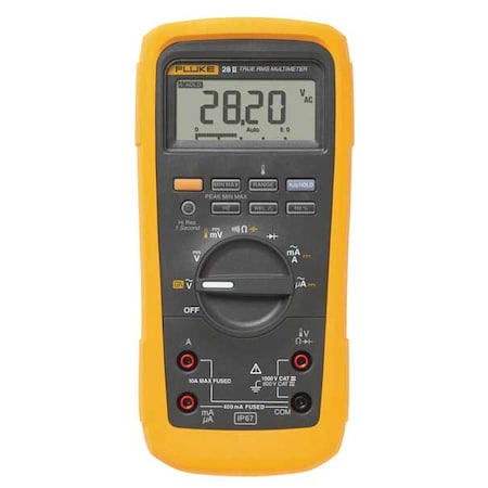 Digital Multimeter, 1, 000 V Max DC, 0.1 V Max AC, TRMS, 6, 000/19, 999 Instrument Counts, LCD MPN:FLUKE-28II/CWG