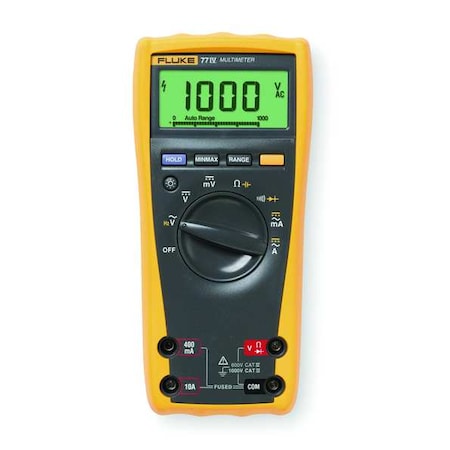 Digital Multimeter, 1, 000 V Max DC, 0 V Max AC, Average, 6, 000 Instrument Counts, Backlit LCD MPN:FLUKE-77-4/CWG