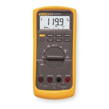 Digital Multimeter, 1, 000 V Max DC, 0 V Max AC, Average, 6, 000 Instrument Counts, LCD MPN:Fluke-83-V