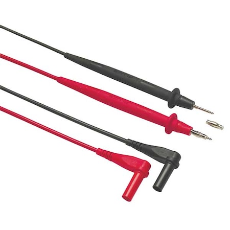 2mm/4mm Test Lead Set, CAT III 1000V, CAT IV 600V, 4mm Banana Plug, 5 ft., Silicone, Black, Red MPN:TL76