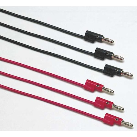 Patch Cord Set, Stackable 4mm Banana Plug, 23 5/8 in, 35 in, 47 in, PVC, Black, Red MPN:TL935