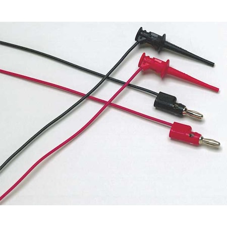 Mini Pincer Test Leads, Stackable 4mm Banana Plug to Mini Pincers, 3 ft., PVC, Black, Red MPN:TL950