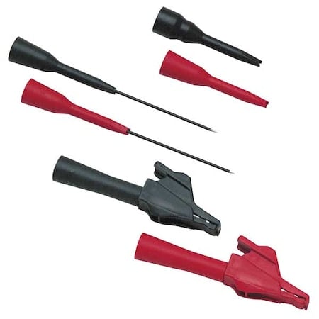 Test Probe Adapter Kit, CAT III 300V, 2mm Pin Tip Jack, Black, Red MPN:TP920