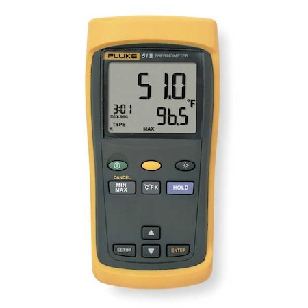 Thermometer, LCD, 1.8 in, Thermocouple MPN:FLUKE 51-2B