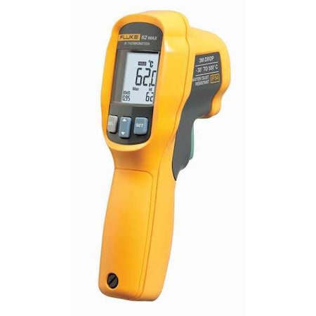 Infrared Thermometer, Backlit LCD, Testing Functions: Avg/Diff/Max Temp./Min Temp., Single Dot Laser MPN:FLUKE-62 MAX