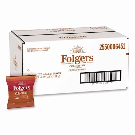 Coffee, Gourmet Supreme® 100% Colombian, Fraction Pack, Caffeinated, Ground, 5.88 lb, 42 PK MPN:2550006451