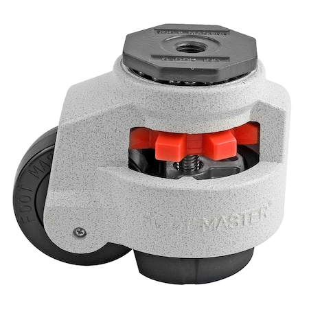 Leveling Caster, 75 mm Nylon Wheel, M16x2.0P Stem, Swivel, 800 kg Cap, NBR Foot Pad, Ivory MPN:GD-100-S-NYN