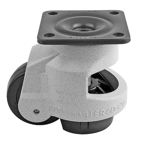 Leveling Caster, 75 mm Nylon Wheel, 95x95 mm Plate, Swivel, 1000 kg Cap, Al Foot Pad, Ivory MPN:GD-120-F-NYN