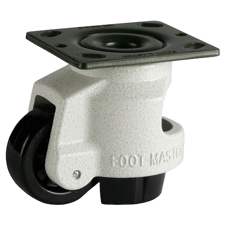 Leveling Caster, 75 mm Nylon Wheel, 4 x 4-1/2 Plate, Swivel, 1000 kg Cap, Al Foot Pad, Ivory MPN:GD-120-F-NYN-PUS