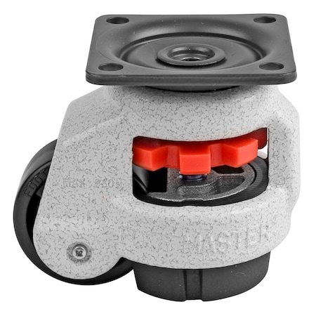 Leveling Caster, 42 mm Nylon Wheel, 55x55 mm Plate, Swivel, 60 kg Cap, NBR Foot Pad, Ivory MPN:GD-40-F-NYN