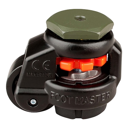 Leveling Caster, 42 mm Nylon Wheel, M8x1.25P Stem, Swivel, 60 kg Cap, NBR Foot Pad, Black MPN:GD-40-S-NYN-FBL