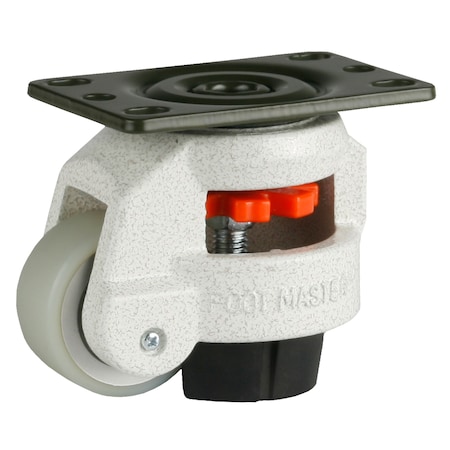 Leveling Caster, 50 mm PU Wheel, 2-1/2 x 3-1/4 Plate, Swivel, 280 kg Cap, NBR Foot Pad, Ivory MPN:GD-60-F-HUP-PUS