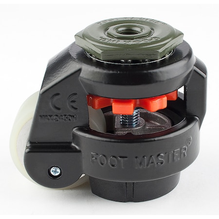 Leveling Caster, 50 mm Polyurethane Wheel, 1/2-13 Stem, Swivel, 280 kg Cap, NBR Foot Pad, Black MPN:GD-60-S-HUP-FBL-1/2