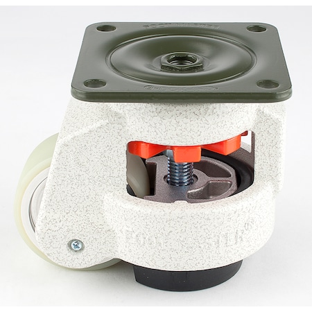 Leveling Caster, 63 mm Polyurethane Wheel, 90x90 mm Plate, Swivel, 550 kg Cap, NBR Foot Pad, Ivory MPN:GD-80-F-HUP